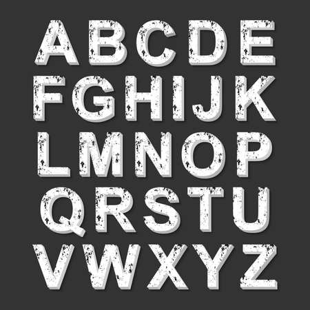 3D alphabet grunge font styleのイラスト素材