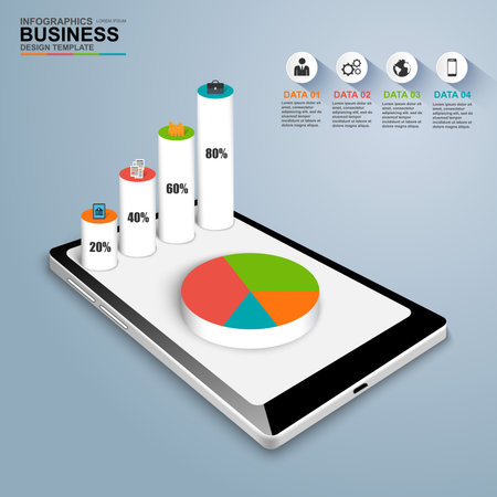 Abstract 3D isometric business Infographicのイラスト素材