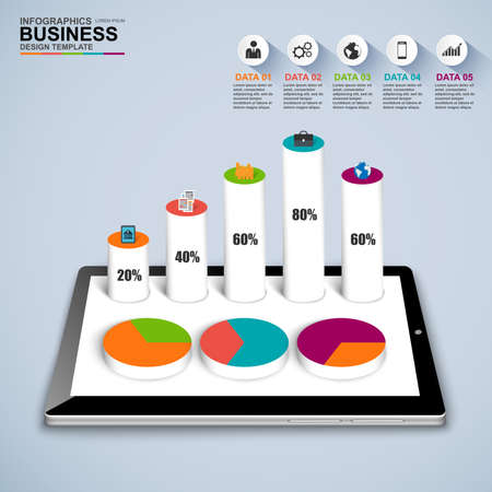 Abstract 3D isometric business Infographicのイラスト素材