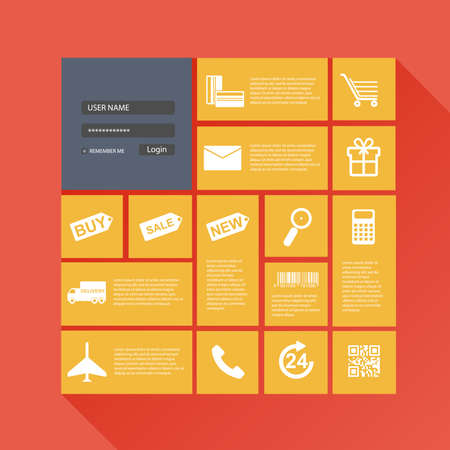 Flat design concepts ui online shopping and e-commerceのイラスト素材