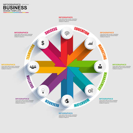 Abstract 3D digital business arrow diagram Infographicのイラスト素材