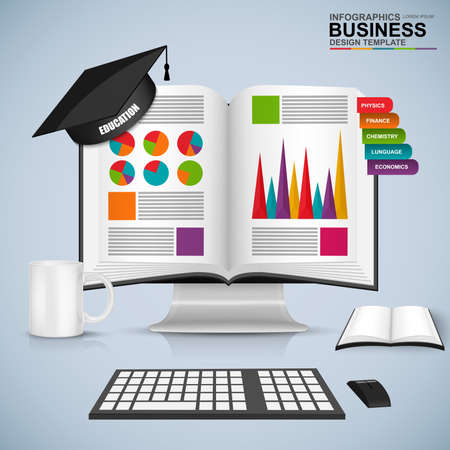 Abstract 3D business book education infographicのイラスト素材