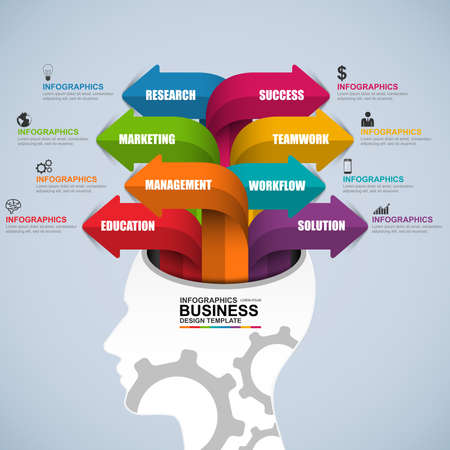 Abstract 3D digital business brain Infographicのイラスト素材