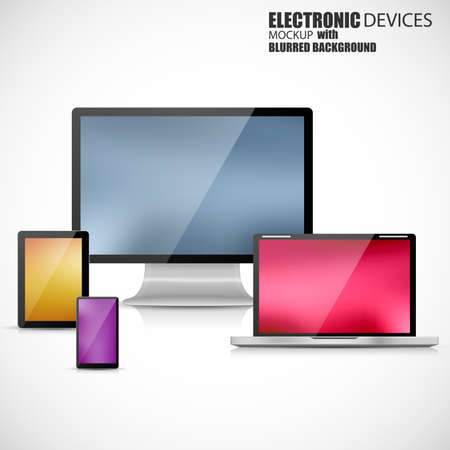 Electronic devices mockupのイラスト素材