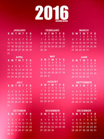 Calendar for 2016 on blur background. Simple vector design templateのイラスト素材