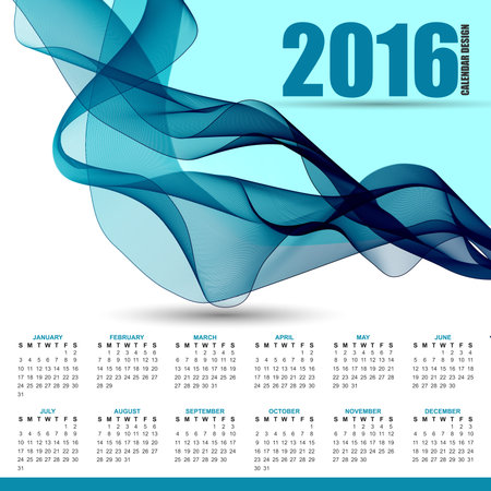 Calendar for 2016 on futuristic wavy backgroundのイラスト素材