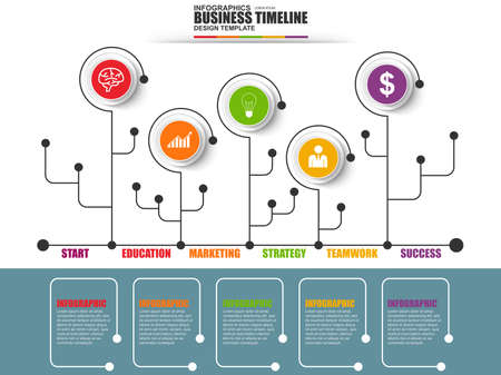 Thin line infographic vector design templateのイラスト素材