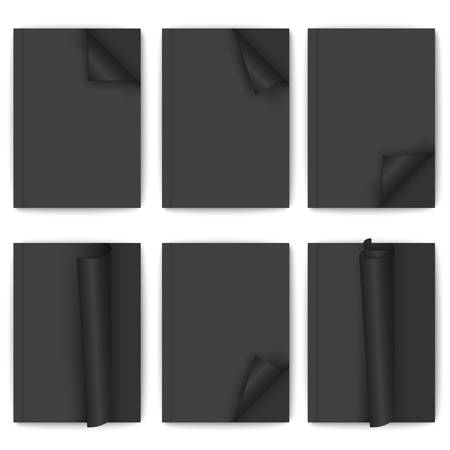 Set of black paper brochure on white backgroundのイラスト素材