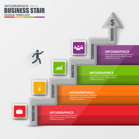 Infographics business stair step success vector design template.のイラスト素材