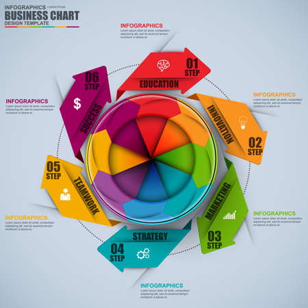 Infographic chart vector design template. Can be used for workflow, cycle diagram, statistic, circular, infographic banner, number options, design, infographic elements, set information infographics.のイラスト素材