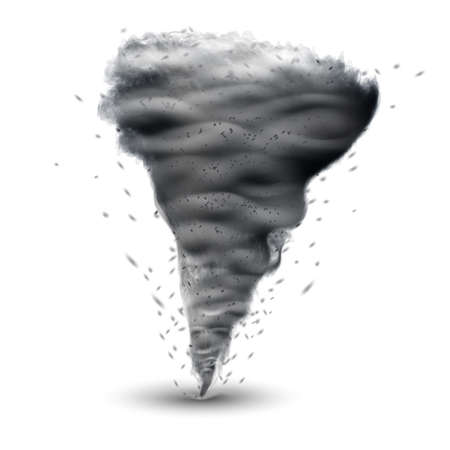 Realistic tornado swirl on white background, isolated vector illustration.のイラスト素材