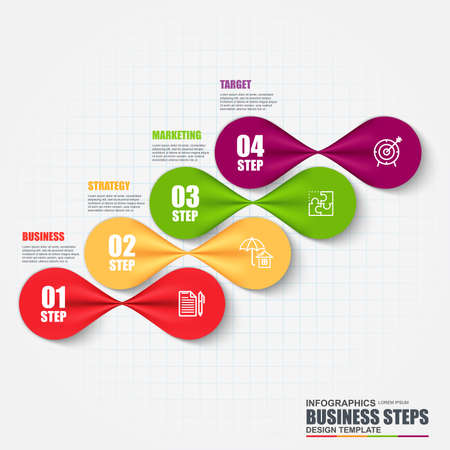 Infographic business step data visualization vector design template. Can be used for steps, options, parts or process, workflow, diagram, flowchart concept, marketing icons, info graphics.のイラスト素材