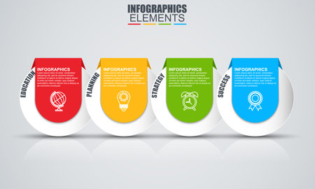 Infographic business timeline vector design template. Can be used for steps, options, parts or processes, workflow, diagram, chart, data visualization, creative concept, marketing icon, info graphics.のイラスト素材