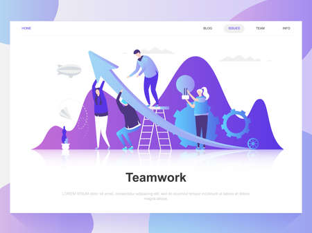 Teamwork modern flat design concept. Landing page template. Modern flat vector illustration concepts for web page, website and mobile website. Easy to edit and customize.のイラスト素材