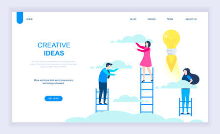 Modern flat design concept of Creative Idea with decorated small people character for website and mobile website development. UI and UX design. Landing page template. Vector illustration.のイラスト素材