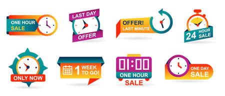 Set of sale countdown badges and stickers.のイラスト素材