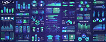 Bundle infographic UI, UX, KIT elements with charts, diagrams, workflow, flowchart, timeline, online statistics, marketing icons elements design template. Vector info graphics and infographics set.のイラスト素材