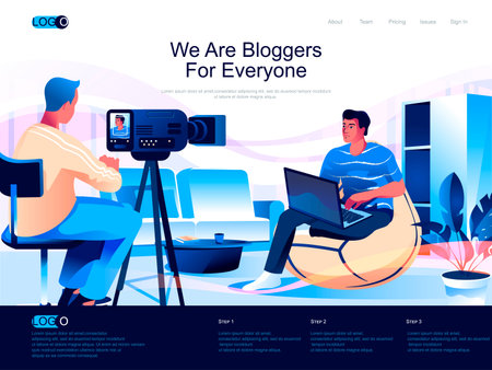 We are Bloggers for everyone isometric landing page. Content production, video blogging isometry...