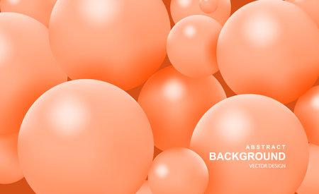 Abstract background with 3d pink balls. Colorful bubbles pattern, futuristic composition with glossy spheres or particles. Modern trendy wallpaper or presentation design. Realistic vector illustrationのイラスト素材