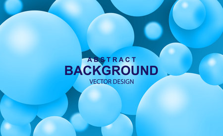 Abstract background with 3d blue balls. Dynamic flying colorful bubbles, futuristic composition with soft spheres or particles. Modern cover design, ads banner template. Realistic vector illustrationのイラスト素材