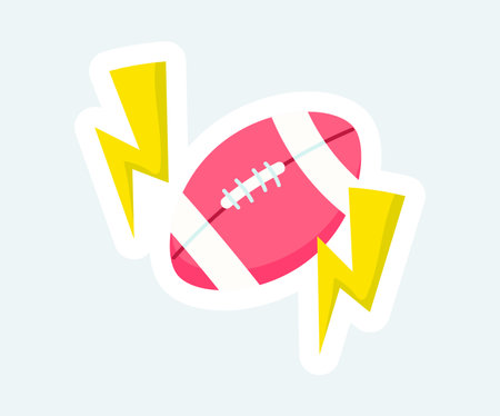 Oval ball for american football and rugby. Sports and competition. Vector illustration in cartoon sticker designのイラスト素材