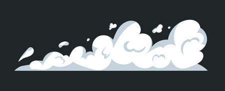 Smoke effect of white cloud borders and wind blast movement. Illustration in comic cartoon designの写真素材