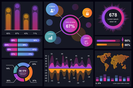 Set of infographic elements data visualization vector design template. Can be used for steps, options, business process, workflow, diagram, flowchart concept, timeline, marketing icons, info graphics.のイラスト素材