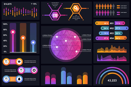Set of infographic elements data visualization vector design template. Can be used for steps, options, business process, workflow, diagram, flowchart concept, timeline, marketing icons, info graphics.のイラスト素材