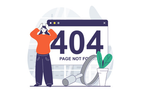 Page not found concept with people scene in flat design for web. Woman getting message about...