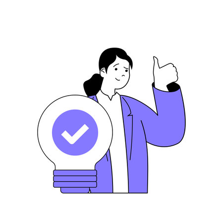 Teamwork concept with cartoon people in flat design for web. Woman brainstorming new ideas, finding solutions and job opportunity. Vector illustration for social media banner, marketing material.のイラスト素材