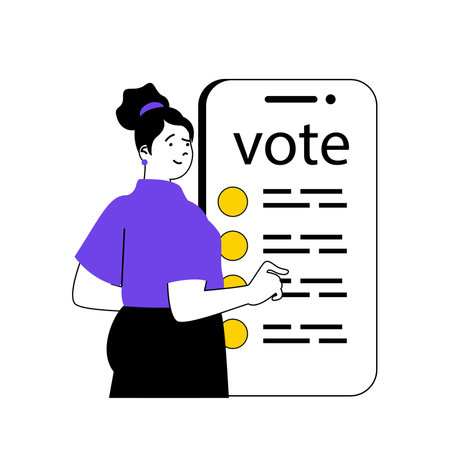 Online voting concept with cartoon people in flat design for web. Vector illustrationのイラスト素材