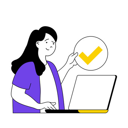 Online voting concept with cartoon people in flat design for web. Vector illustrationのイラスト素材