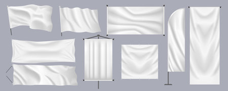 Realistic Textile Banners Vector Setのイラスト素材