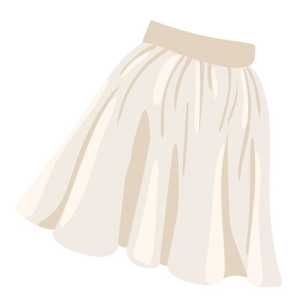 White classic skirt in flat design. Summer elegant female clothing model. Vector illustration isolated.のイラスト素材