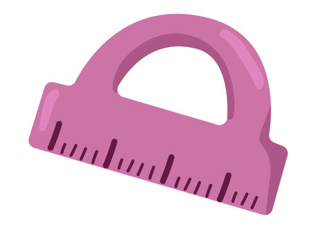 Protractor ruler in flat design. Stationery tool for drawing and measurement. Vector illustration isolated.のイラスト素材