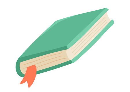 Closed book with bookmark in flat design. Textbook or diary in hardcover. Vector illustration isolated.のイラスト素材