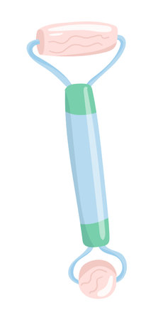Roller massager in flat design. Face massage tool with quartz stones. Vector illustration isolated.のイラスト素材