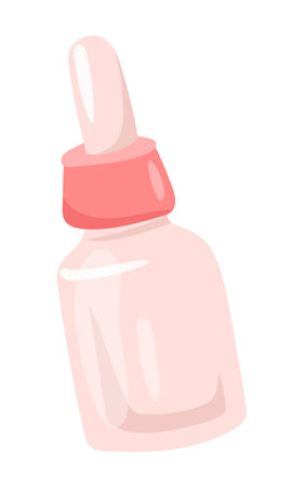Serum bottle in flat design. Facial skin care cosmetic product with dropper. Vector illustration isolated.のイラスト素材