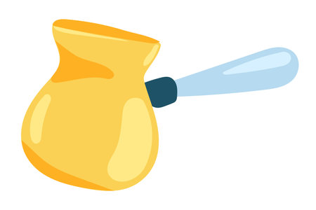 Coffee pot or cezve in flat design. Kitchenware traditional turkish coffeemaker. Vector illustration isolated.のイラスト素材