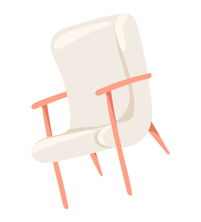 Armchair with wooden legs and handles in flat design. Scandinavian style chair. Vector illustration isolated.のイラスト素材