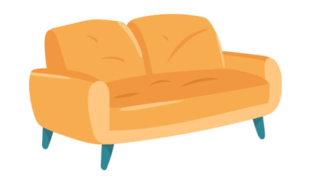 Cozy sofa in flat design. Comfortable couch for apartment or office interior. Vector illustration isolated.のイラスト素材