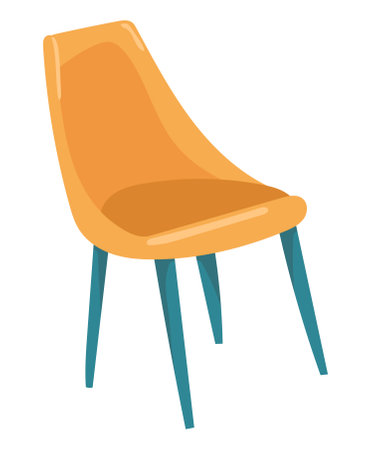 Chair in flat design. Retro plastic chair with legs for kitchen interior. Vector illustration isolated.のイラスト素材