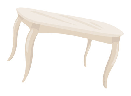 White table in flat design. Desk with curved legs for kitchen or dining room. Vector illustration isolated.のイラスト素材