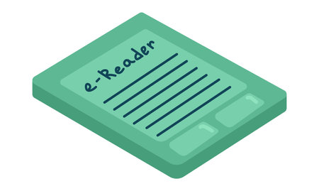 Ebook in flat design. Portable e-reader for digital books and textbooks. Vector illustration isolated.のイラスト素材