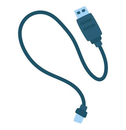 Usb cable in flat design. Mobile phone charger cable or gadgets connector. Vector illustration isolated.のイラスト素材