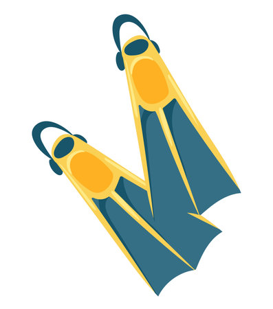 Flippers in flat design. Costume elements for swimming and snorkeling. Vector illustration isolated.のイラスト素材