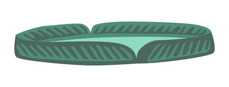 Abstract water lily pad in flat design. Green lotus leaf floating element. Vector illustration isolated.のイラスト素材