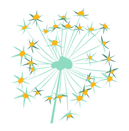 Abstract dandelion head in flat design. Summer blowball wildflower. Vector illustration isolated.のイラスト素材
