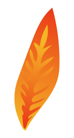 Autumn leaves with veins in flat design. Orange decorative leaflet. Vector illustration isolated.のイラスト素材