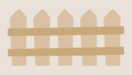 Wooden fence for farm in flat design. Countryside barrier with planks. Vector illustration isolated.のイラスト素材